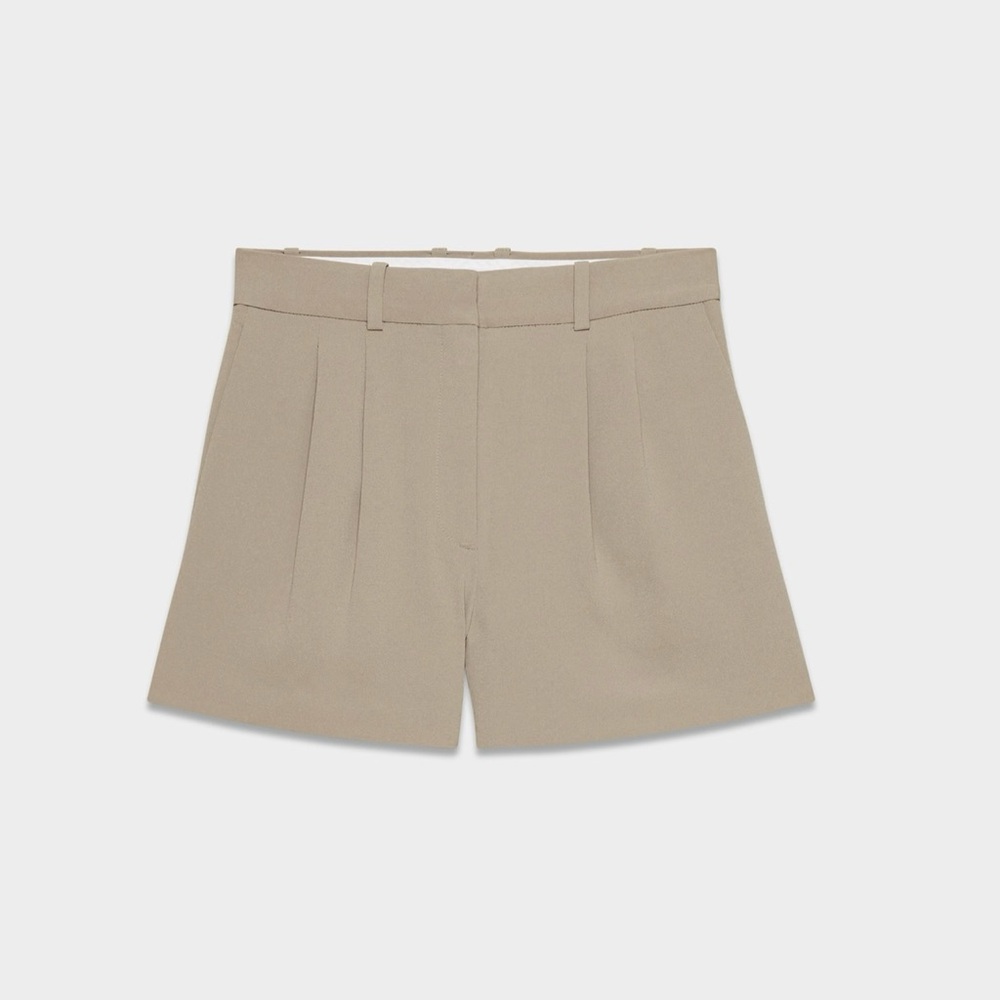 Babaton Tan Pleated Mini Short